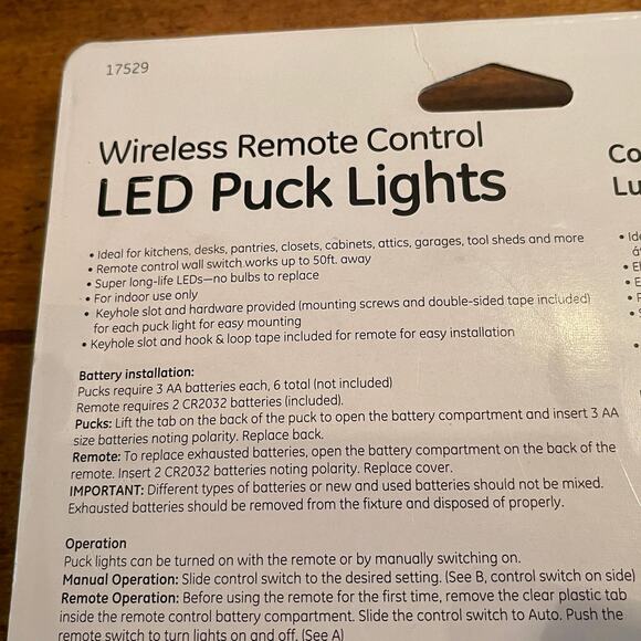 GE Remote Controll Wireless LED Puck Lights (2 Pack) New in Package 00.1=C023 - Picture 11 of 11